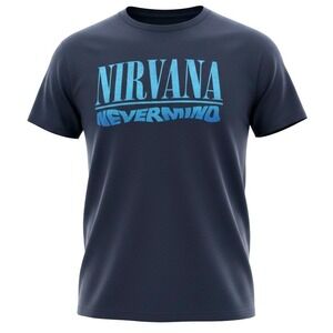 Nirvana Mens S Nevermind Cotton Navy Blue Tracklist Graphic Tee Retro Vintage